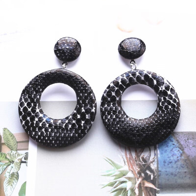 

EK625 2019 New Big Round Drop Earrings for Women Punk Vintage Oversize Big Statement Earrings Snake Skin Party Jewelry Oorbellen