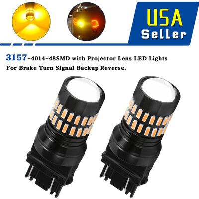

2X 3157 3156 4157 4057 LED Amber Yellow Turn Signal Blinker Corner Light bulb