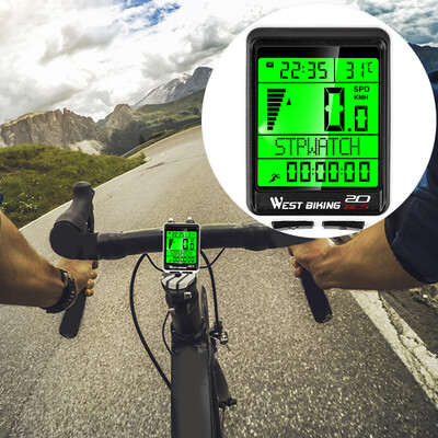 

WEST BIKING Bicycle Large Screen Computer Velometer Wireless 5 Language Odometer