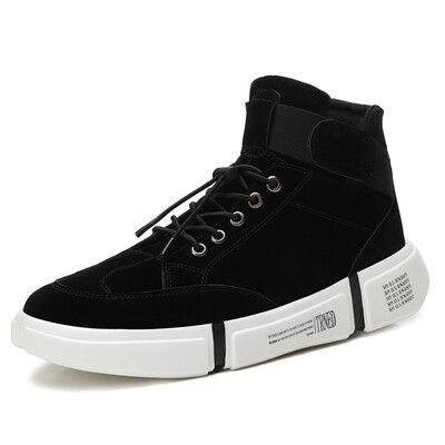 

British casual shoes mens high to help increase soft bottom breathable pig leather face tide shoes student fashion Korean version of the old shoes