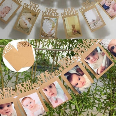 

Fashion 1st Birthday 1-12 Months Photo Baby Shower Home Paper Bunting Banner Garlands