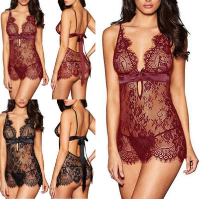 

US Sexy Women Lace Lingerie Nightwear Underwear Babydoll Sleepwear Dress
