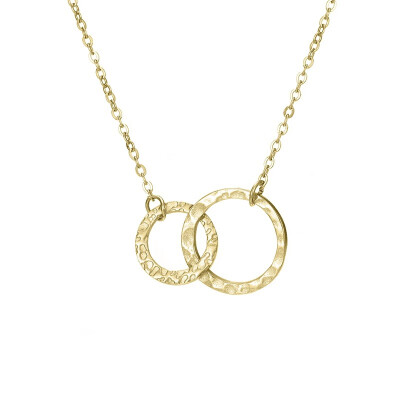 

Necklace all gold seamless double circle double ring necklace European&American titanium steel pendant