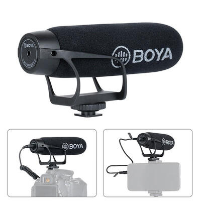 

BOYA Cardioid On Camera Microphone for DSLR Nikon Canon Camcorder Phone Microphone with 35MM TRS TRRS Cable Adapte