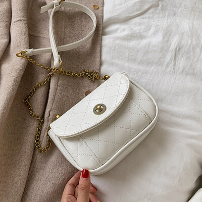 

On the new womens bag Korean version 2019 fashion rhomboid chain bag girl slanted a hundred saddle bag tide