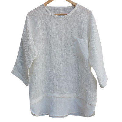 

Toponeto Men Linen Patchwork Seven-Minute Sleeve Solid Color Loose Blouse T Shirt Tee