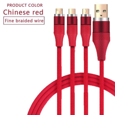 

Premium 3-in-1 USB Braided Data Cord Type-C Lightning Micro USB Fast Charging Cable-15m
