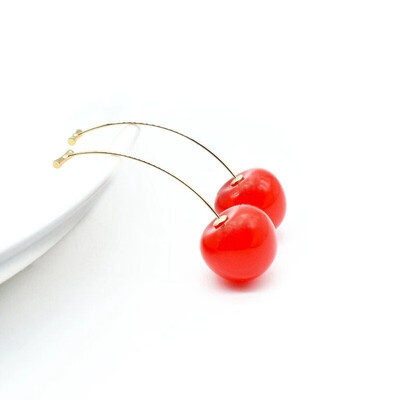 

Aretes de mujer modernos 2018 new brand design cherry fruit earrings creative temperament wild gift Korean earrings for women