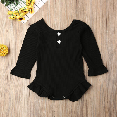 

Newborn Kids Baby Girl Clothes Knitted Ruffle Romper Bodysuit Overall Outfit Set