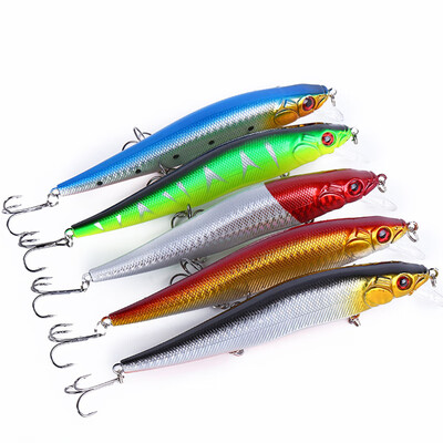 

14cm Fishing Lure Minnow Hard Bait with 3 Hooks Tackle 3D Eyes 5pcs