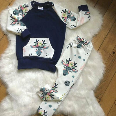 

CA Infant Baby Boy Kid Long Sleeve Deer Sweater Autumn Winter Cotton Clothes Set