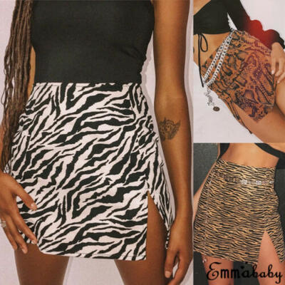 

US Womens Stretch Pencil Skirt High Waist Skirts Leopard Print Short Mini Skirt