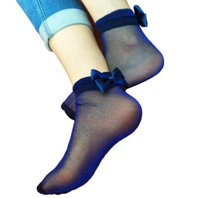 

Ultra Thin Sheer Bowknot Bright Silk Socks Ankle Soft Fashion Women Heap Socks