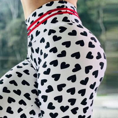 

Ebay Amazon Europe&the United States explosion models black heart-shaped digital printing hip exercise leggings high waist yog