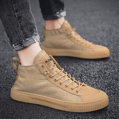 

Summer Mens Shoes Fashion Small White High-Up Canvas Board Shoes Leisure Baitie Cloth Shoes Autumn Fashion Shoes