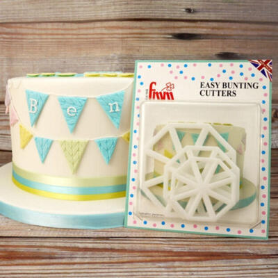 

EASY BUNTING CUTTERS Icing Sugarcraft Cake Cupcake Decorating Set of 3 White