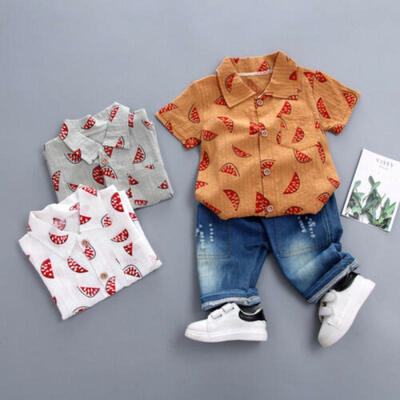 

US Toddler Kids Baby Boys Casual Clothes Outfits Sets Short T-Shirt TopsPants
