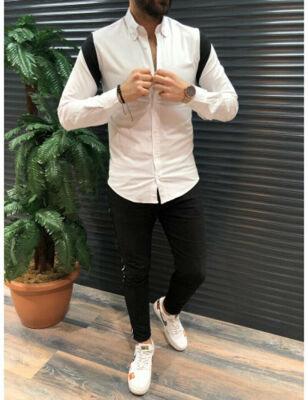 

Luxury Men Slim Fit Dress Shirt Long Sleeve Stylish Formal Casual T-shirt Top