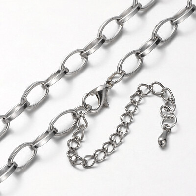 

Iron Cable Chain Necklace Makings with Alloy Lobster Claw Clasps&Iron End Chains Platinum 299"