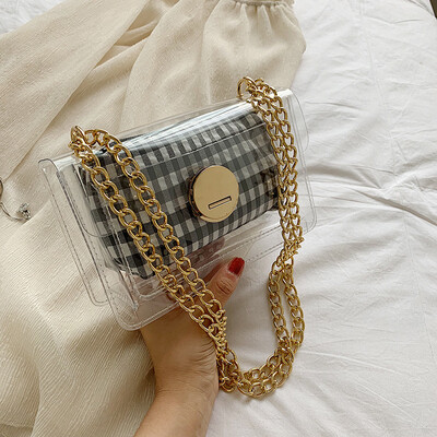 

Qiao Bani 2019 new Korean version of the fashion Dongdaemun lattice hit color small square bag shoulder diagonal trend handbags