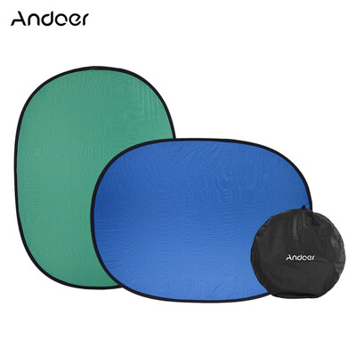 

Andoer 1520m Collapsible Nylon Blue&Green 2in1 Backdrop Background Panel for Photo & Video Studio Photography
