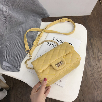 

Small fragrance rhombic embroidered line bag female 2019 new wave Korean version of the wild single shoulder slung fashion chain small square bag