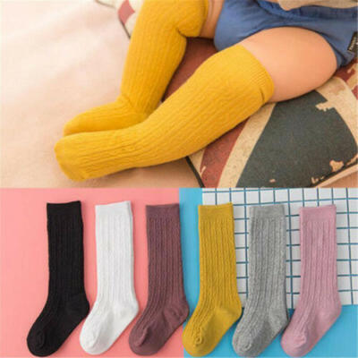 

US Kids Baby Toddlers Boy Girl Cotton Knee High Long Socks Warm Stockings 0-36M