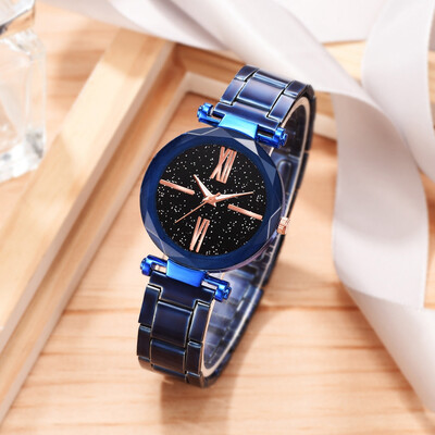

RM Multi Faceted Bump Fashion Simple Star Sky Dial Ladies Steel Belt Quartz Watch