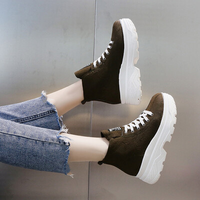 

Martin boots autumn thick bottom sports short boots England style flat-bottom canvas single-shoe tide
