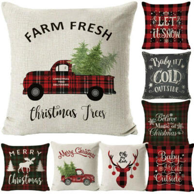 

Christmas Throw Pillow Covers Cases Pillowcase for Couch Sofa Snowman Santa
