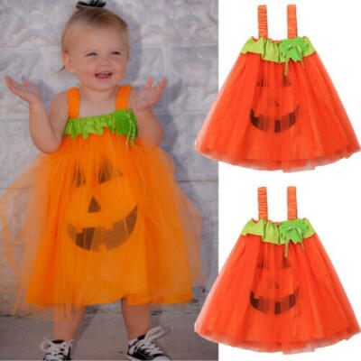 

Pumpkin Baby Kids Girl Sleeveless Princess Dress Party Pageant Gown Costume