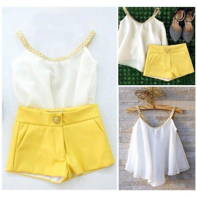 

Kids Baby Girls Chiffon Woven Tops Shirt Hot Pants Summer Outfits Clothes 2-10 Years