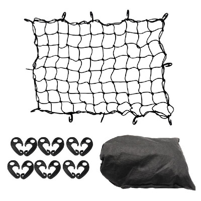 

Luggage Net Bungee Cargo Net Strech Super Duty Mesh Holds Adjustable Hooks for Rooftop Cargo Carrier