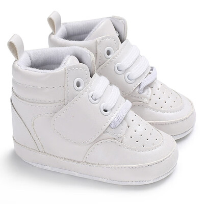 

Newborn Kids Sneakers Baby Boys Shoes High Top Solid Soft Sole First Walkers Infant Toddler Antislip Prewalker Crib Footwea