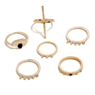 

1Set Bohemia Flowers Crystal Crown Finger Ring Sets Trendy Silver Joint Knuckle Rings Women Jewelry Accessories Gifts