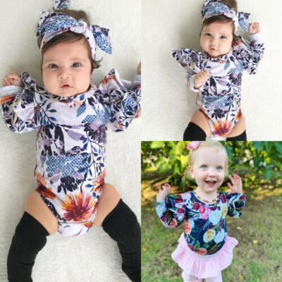 

2PCS Toddler Kid Baby Girl Floral Clothes Romper Bodysuit Jumpsuit Autumn Outfit