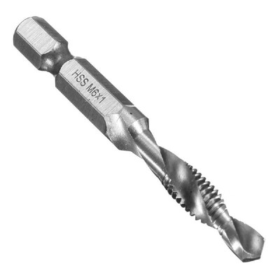 

1Pc 2 In 1 14" Hex Shank HSS Metric Right Hand Screw Thread Tap Taper & Drill Bits M10
