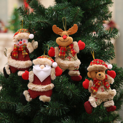 

Gobestart 4Pcs Christmas Ornaments Gift Santa Claus Snowman Tree Toy Doll Hang Decorations