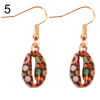 

Vintage Women Floral Cowrie Shell Dangle Hook Earrings Summer Beach Jewelry Gift