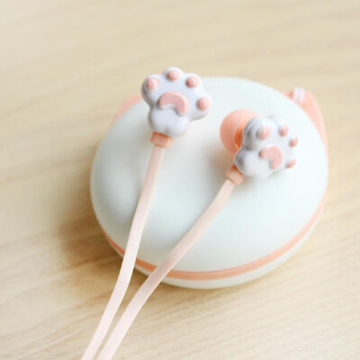 

Creative kitten claw in-ear headphones cute girls headphones with beautiful storage box student cartoon headphones black