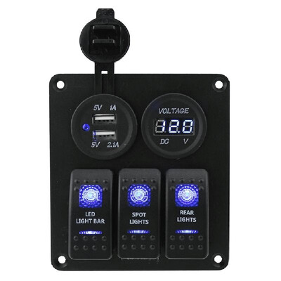 

Automobile 3 Position Tilt-plate Switch USB Car Charge Cigarette Lighters Mother-seat Yacht Combination Panel Switches