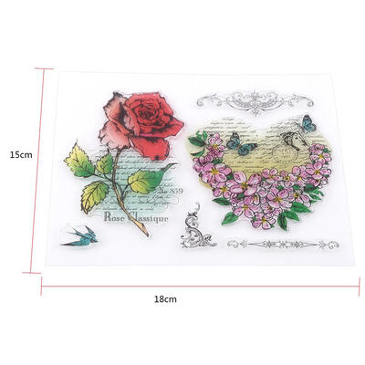 

Greensen Scrapbook Photo Album Cards Colorful Silicone Rubber Clear Stamps Rose FlowerSilicone Stamp Rubber Stamp
