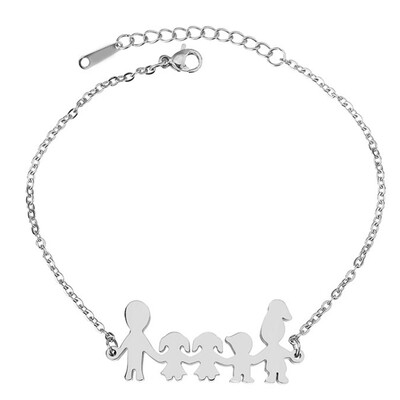 

Usable Fashion Stainless Steel Family Bracelet Mom Dad Boys Girls Charm Jewelry Mothers Day Gift