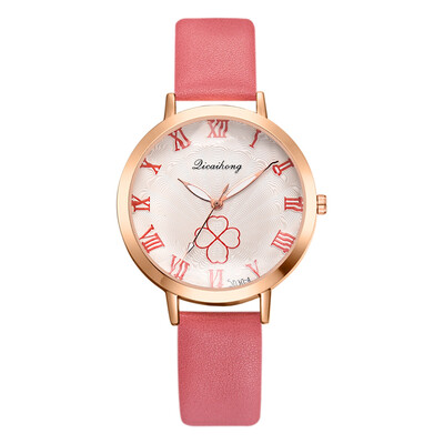 

Hot fashion fashion pu watch watch new lucky four-leaf clover watch ladies watch