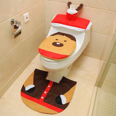 

Tailored 3PCS Fancy Santa Toilet Seat Cover&Rug Bathroom Set Christmas Decor