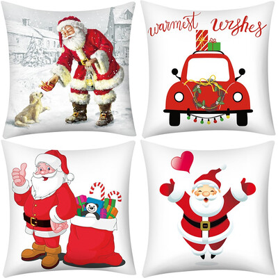 

Tailored Merry Christmas Print Pillow Case Polyester Sofa Car Cushion Cover Home Decor