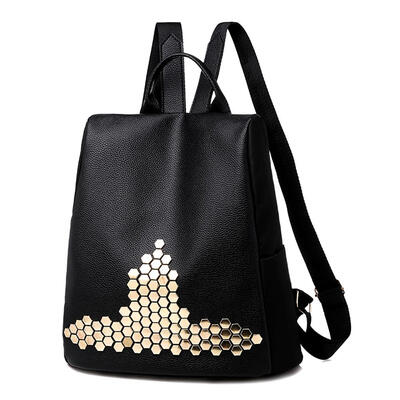 

Rivet Travel Backpacks Preppy Style Women School Bags PU Leather Knapsack