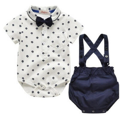 

2PCS Cute Newborn Infant Baby Boys Gentleman Outfit Clothes Romper TopsPants