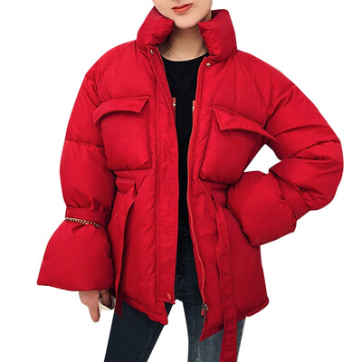 

Toponeto Women Winter Warm Thick Outerwear Hooded Coat Slim Cotton-padded Jacket