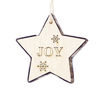 

New Hot Christmas Tree Pendant Bark Pentagram Carving Letters Snowflake Carved Wooden Round Pendant Indoor Holiday Decoration
